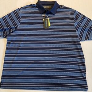 Roundtree & York Performance Golf Polo Size XXL Blue Stripes New with Tags
